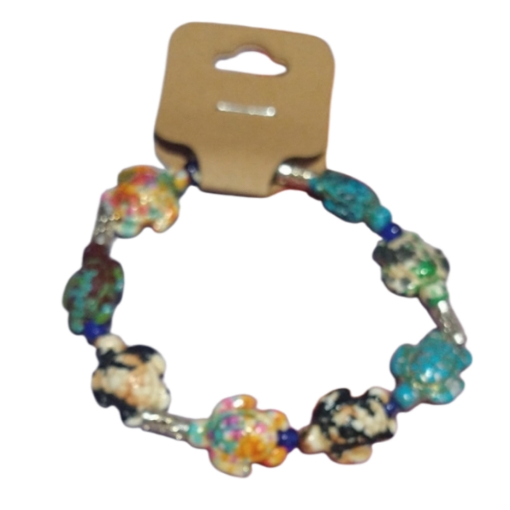 Dyed Colorful Turtle Natural Stone Beads Carved